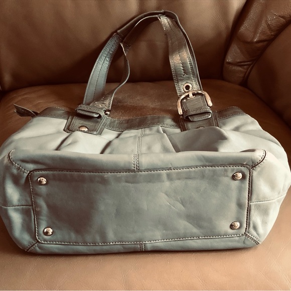 Coach, Soho, Pleated Tote, Grey Leather, Silver tone Hardware Accents, GUC - Picture 15 of 16